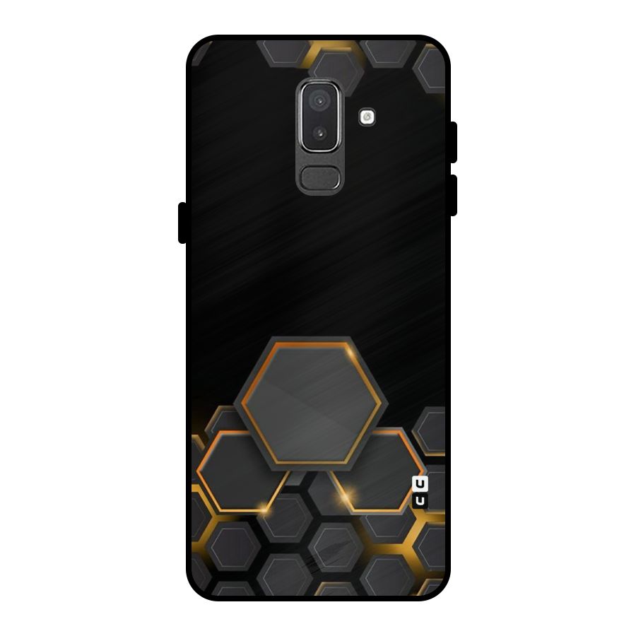 Black Gold Hexa Metal Back Case for Galaxy On8 (2018)
