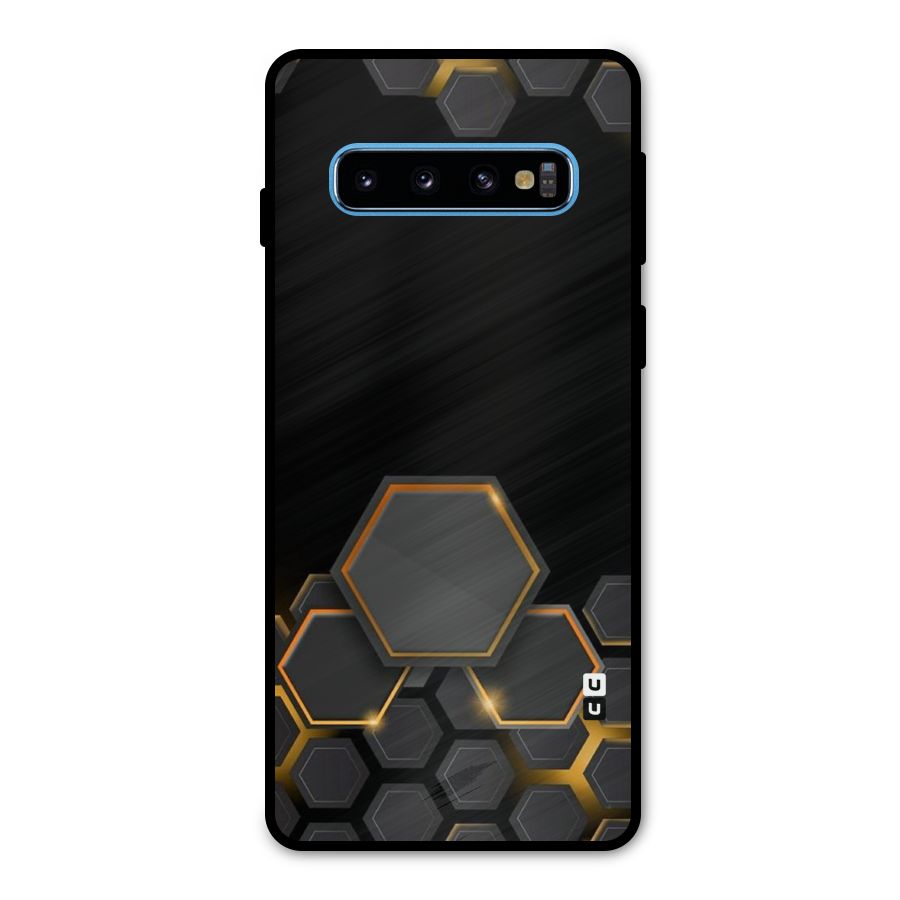 Black Gold Hexa Metal Back Case for Galaxy S10