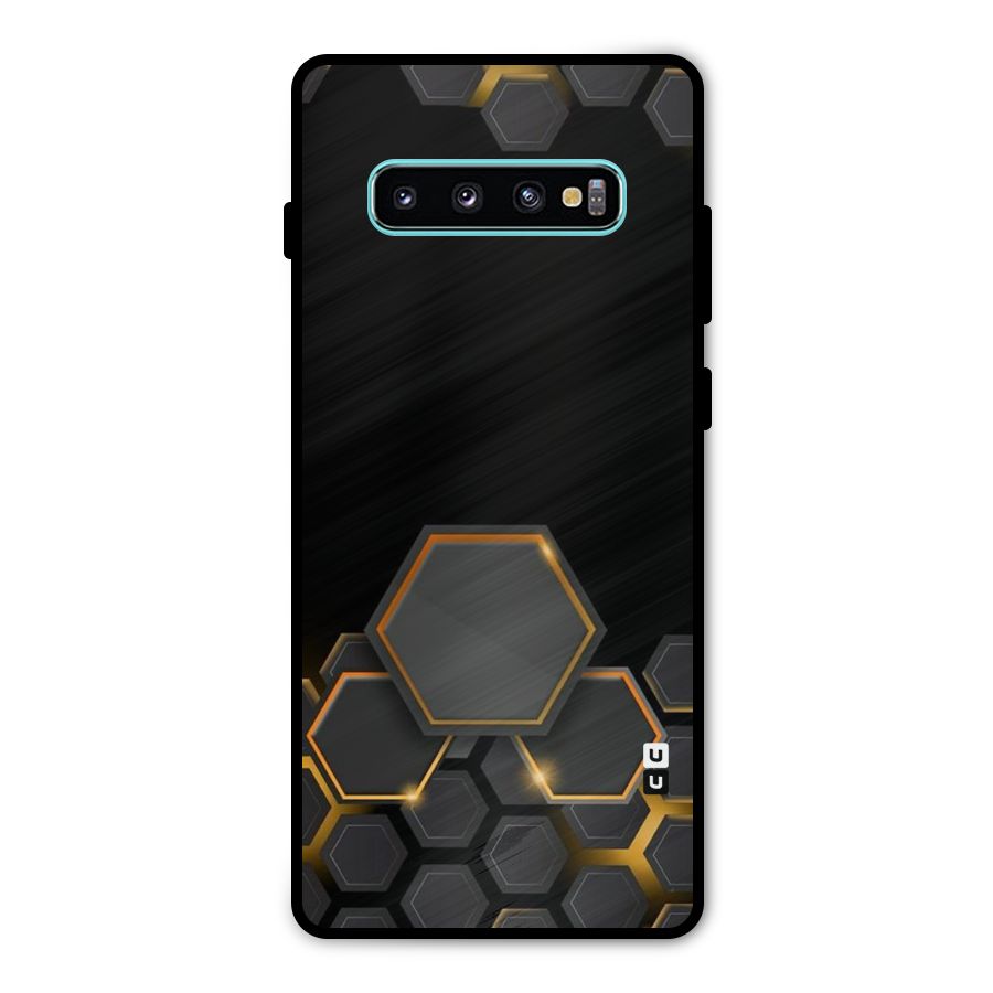 Black Gold Hexa Metal Back Case for Galaxy S10 Plus