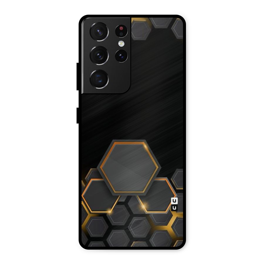 Black Gold Hexa Metal Back Case for Galaxy S21 Ultra 5G