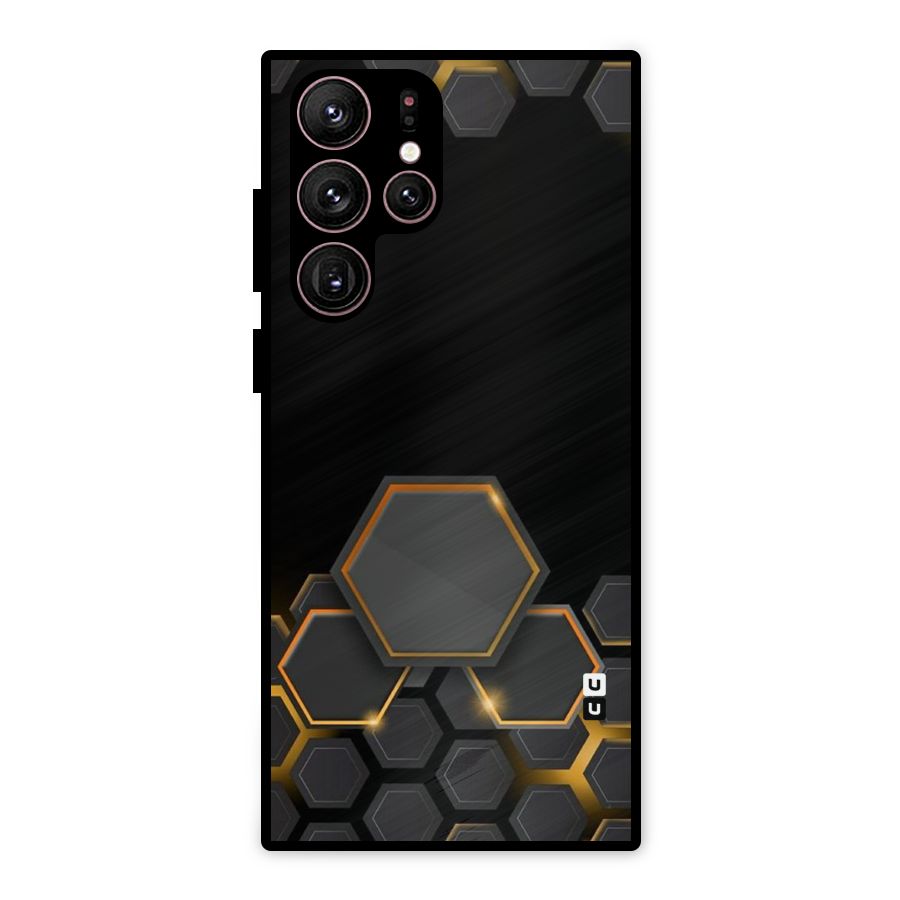 Black Gold Hexa Metal Back Case for Galaxy S22 Ultra 5G