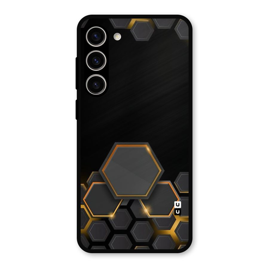 Black Gold Hexa Metal Back Case for Galaxy S23 Plus