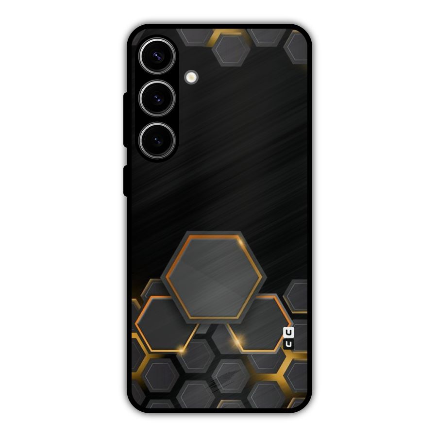 Black Gold Hexa Metal Back Case for Galaxy S24 Plus