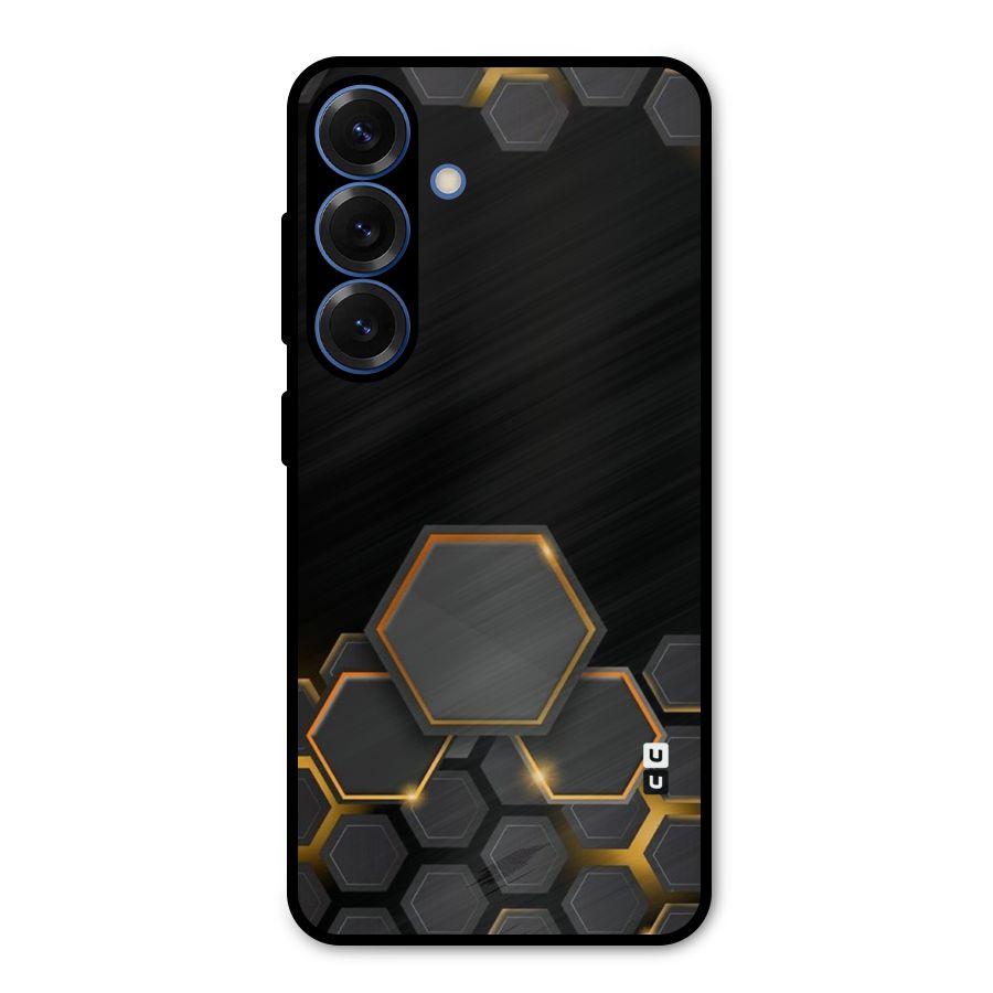 Black Gold Hexa Metal Back Case for Galaxy S25