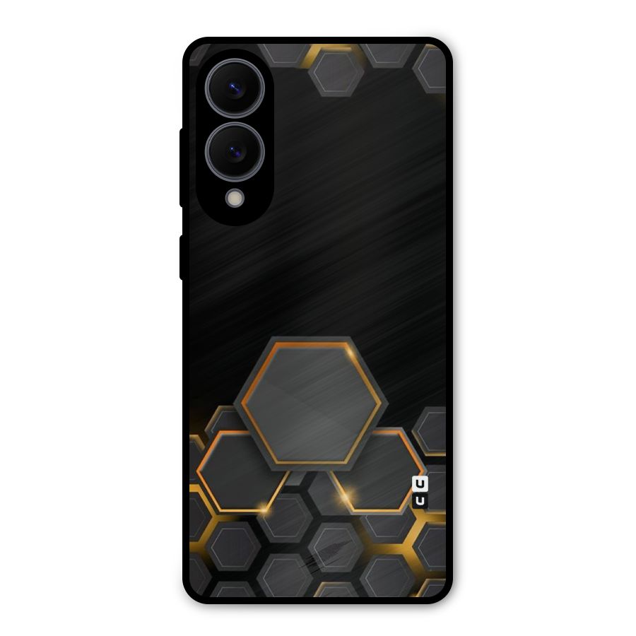 Black Gold Hexa Metal Back Case for Galaxy S25 Edge