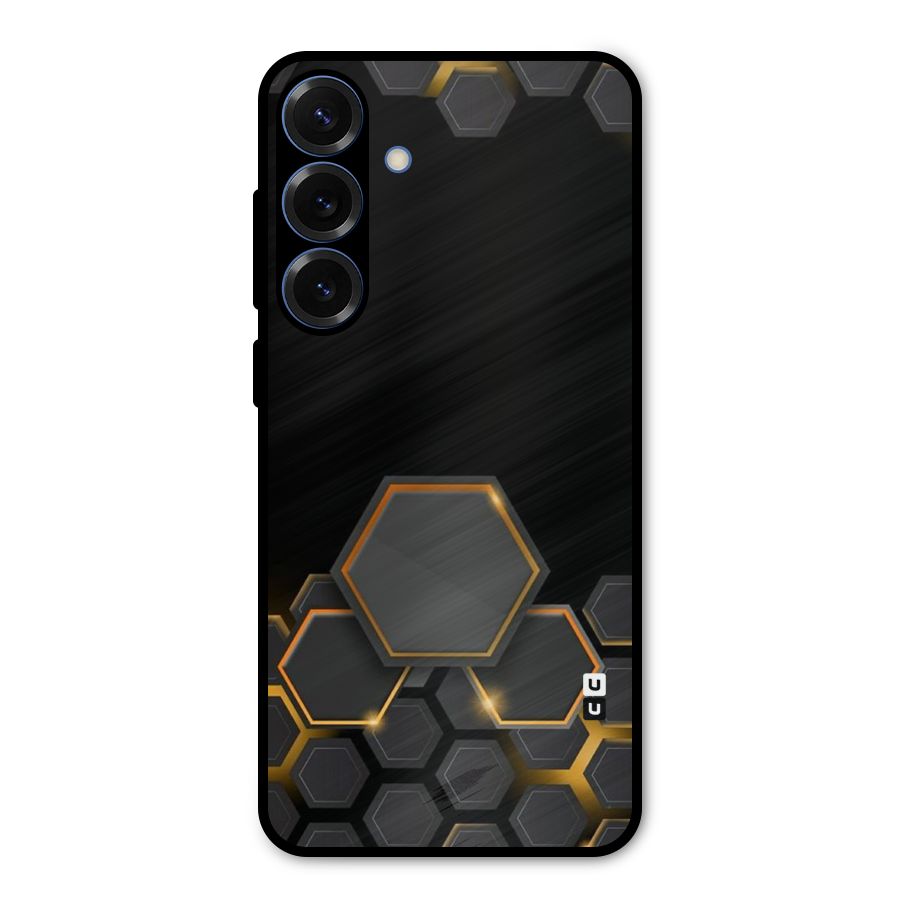 Black Gold Hexa Metal Back Case for Galaxy S25 Plus