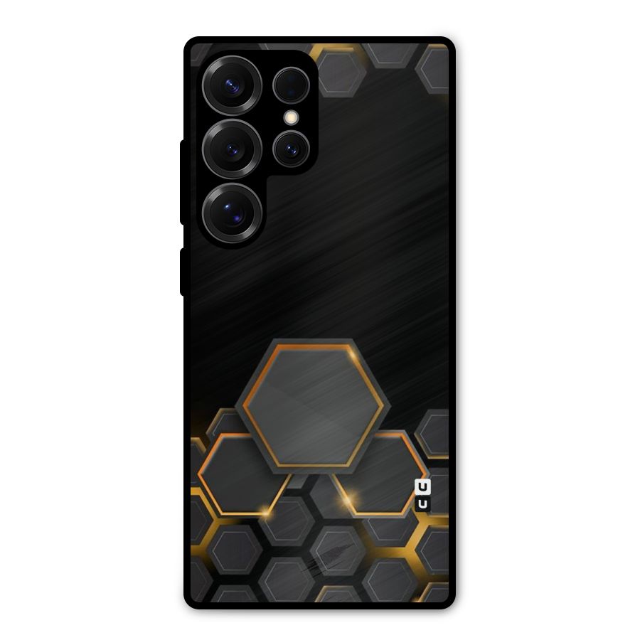 Black Gold Hexa Metal Back Case for Galaxy S25 Ultra