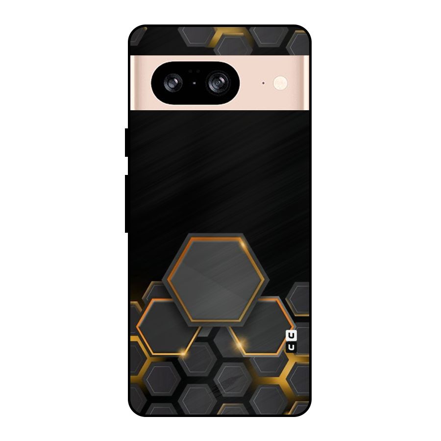 Black Gold Hexa Metal Back Case for Google Pixel 8