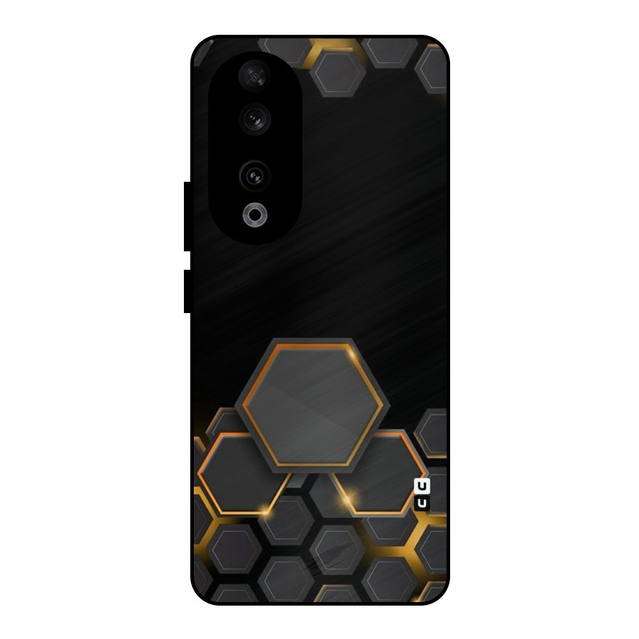 Black Gold Hexa Metal Back Case for Honor 90