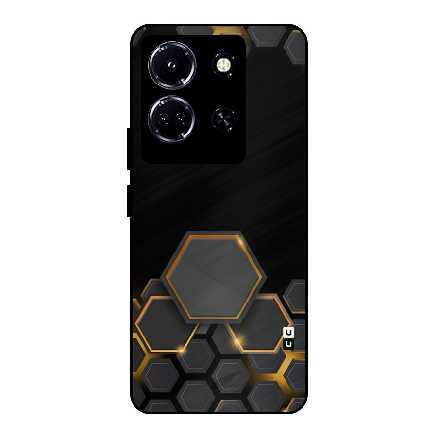 Black Gold Hexa Metal Back Case for Infinix Note 30 5G