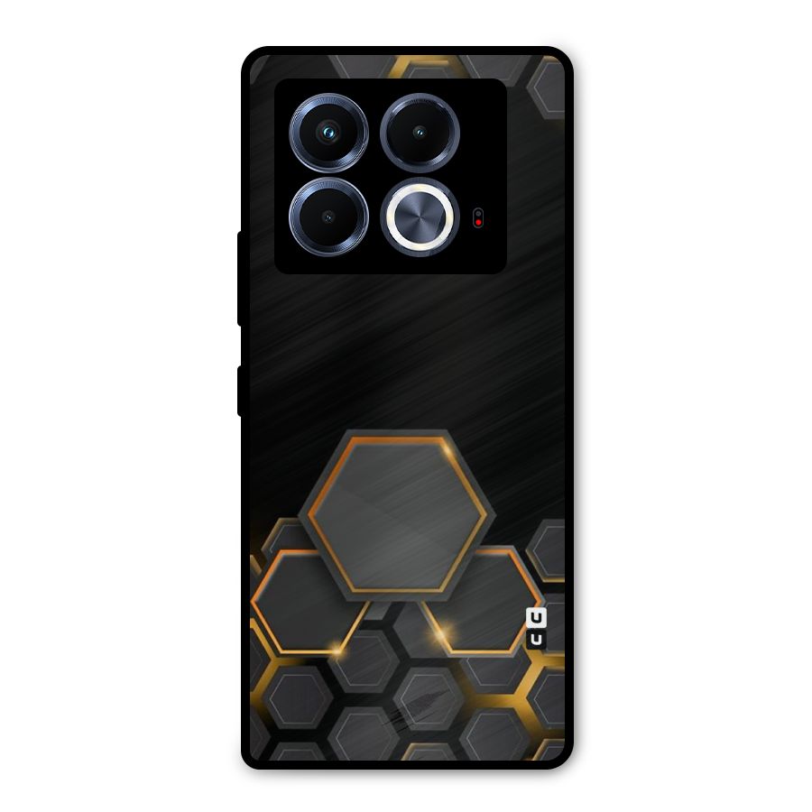 Black Gold Hexa Metal Back Case for Infinix Note 40 5G