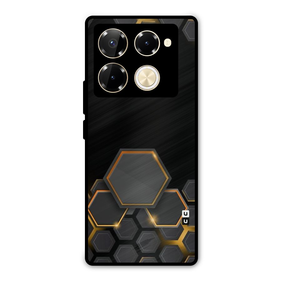 Black Gold Hexa Metal Back Case for Infinix Note 40 Pro