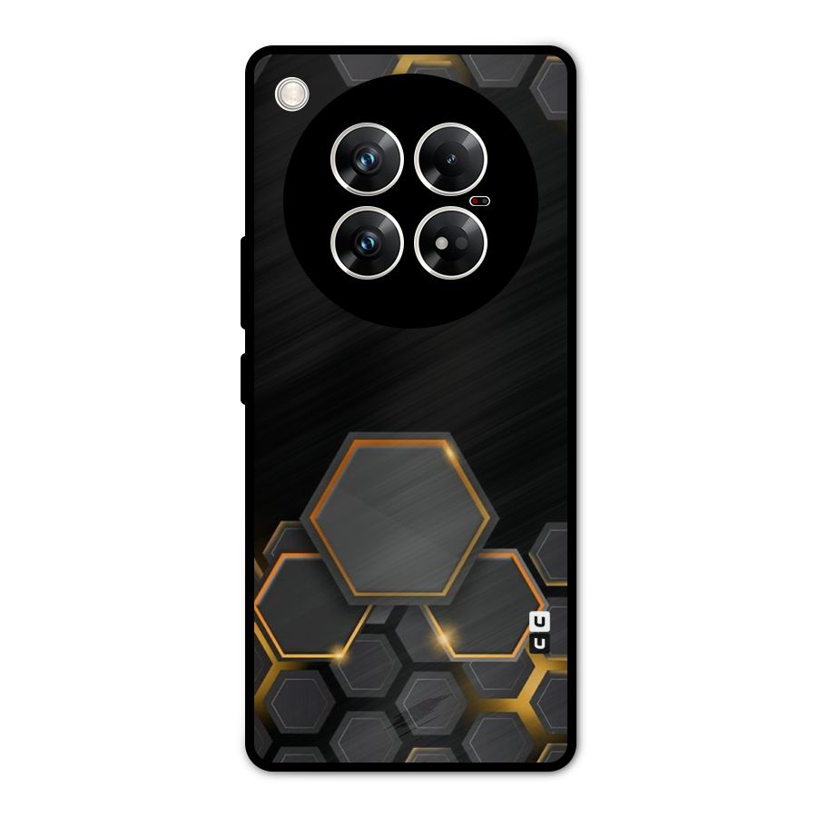 Black Gold Hexa Metal Back Case for Infinix Zero 40 5G