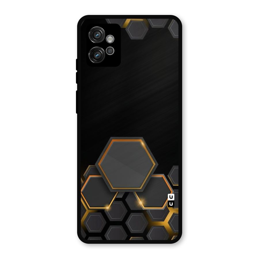 Black Gold Hexa Metal Back Case for Moto G32