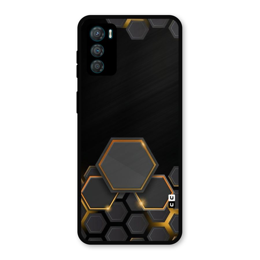 Black Gold Hexa Metal Back Case for Moto G42