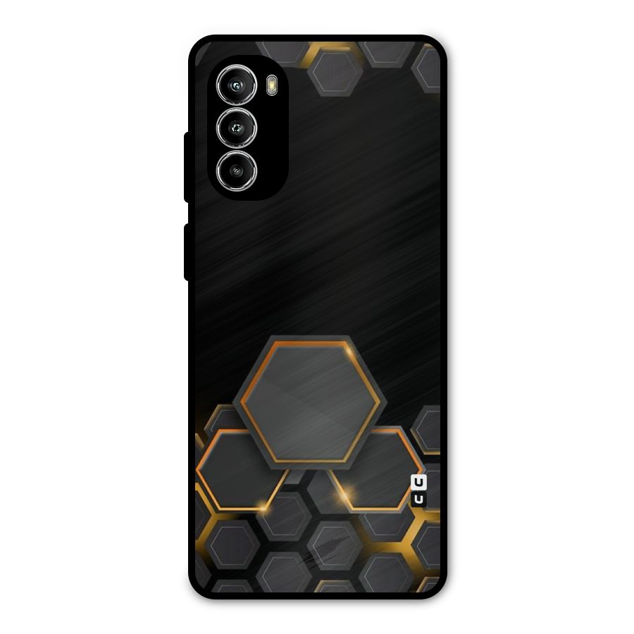 Black Gold Hexa Metal Back Case for Moto G52