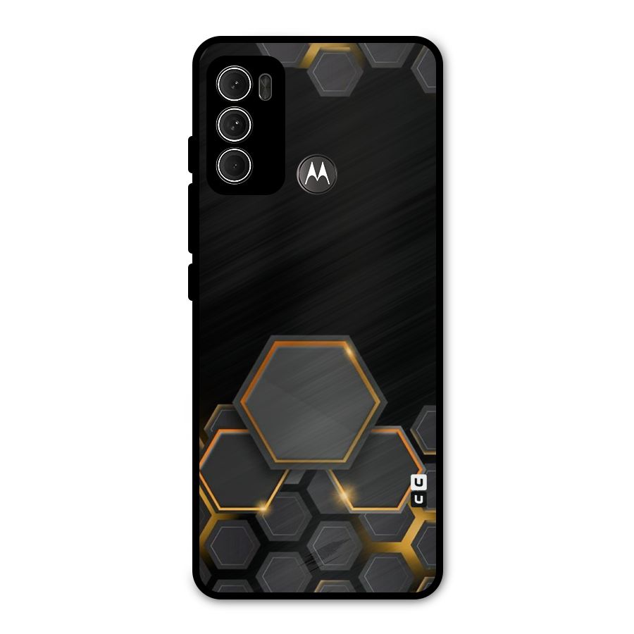 Black Gold Hexa Metal Back Case for Moto G60