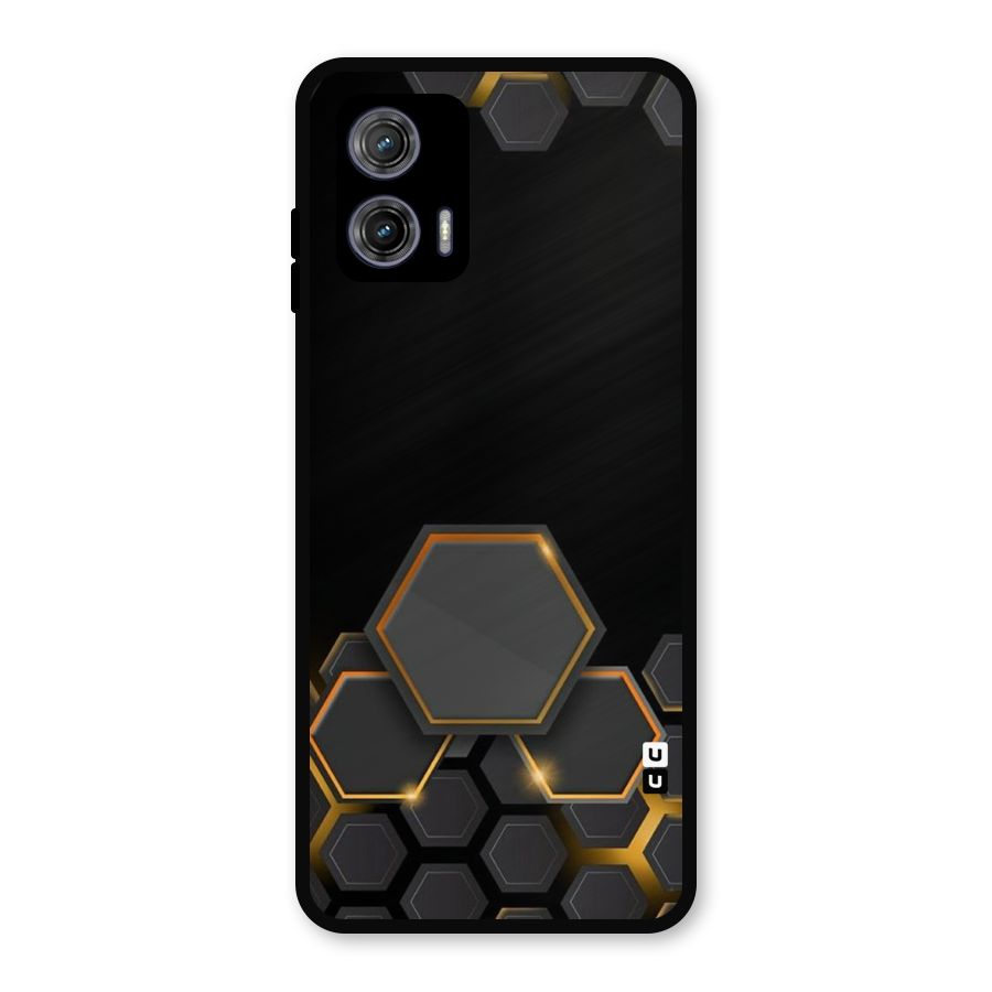 Black Gold Hexa Metal Back Case for Moto G73