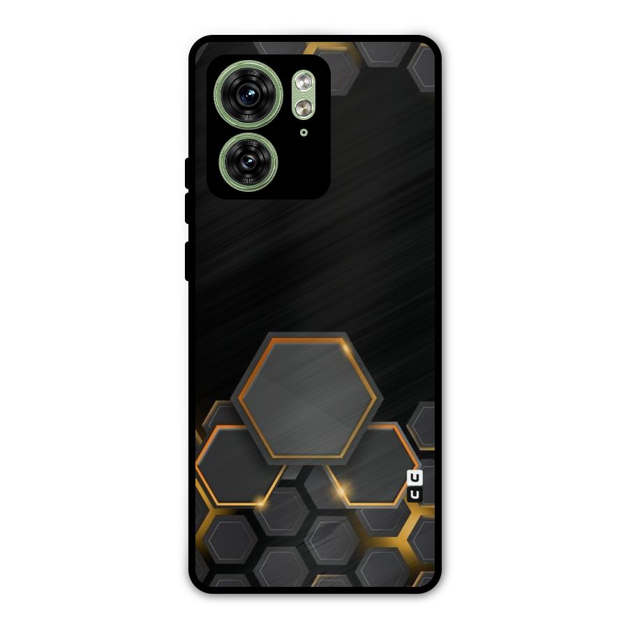 Black Gold Hexa Metal Back Case for Motorola Edge 40 5G
