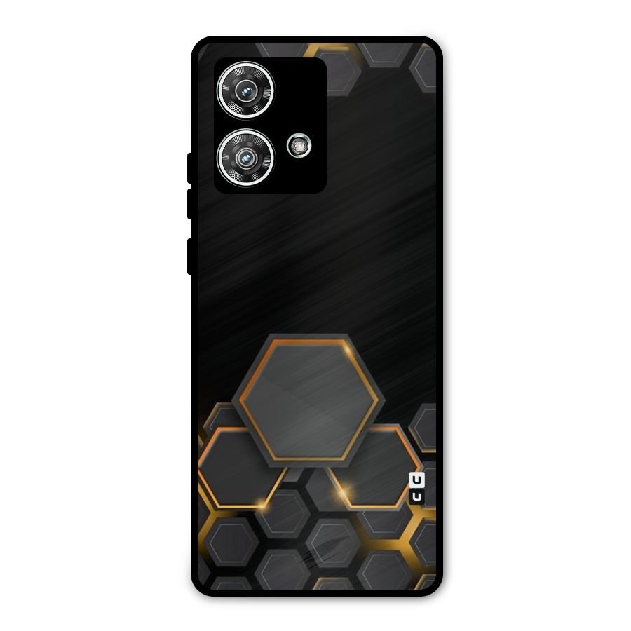 Black Gold Hexa Metal Back Case for Motorola Edge 40 Neo