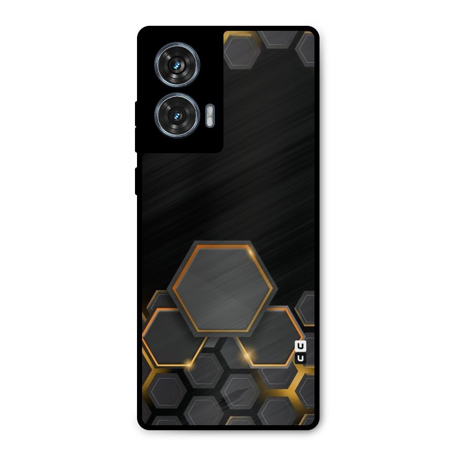Black Gold Hexa Metal Back Case for Motorola Edge 50 Fusion