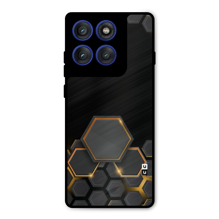 Black Gold Hexa Metal Back Case for Motorola Edge 60 Pro