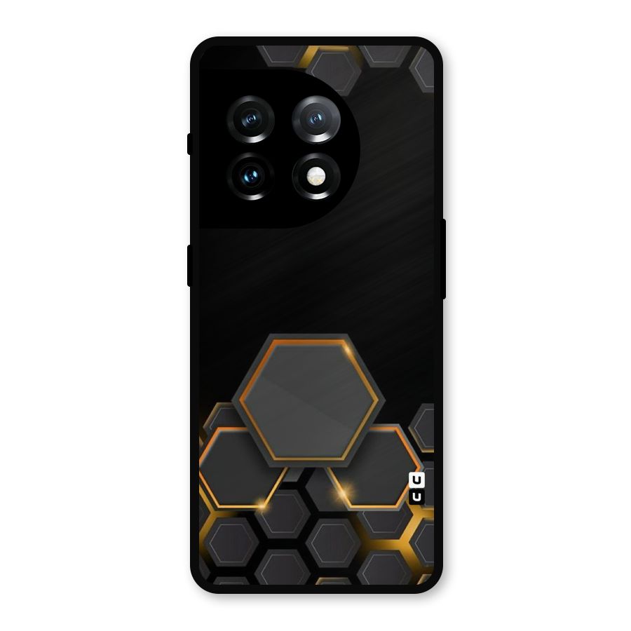 Black Gold Hexa Metal Back Case for OnePlus 11