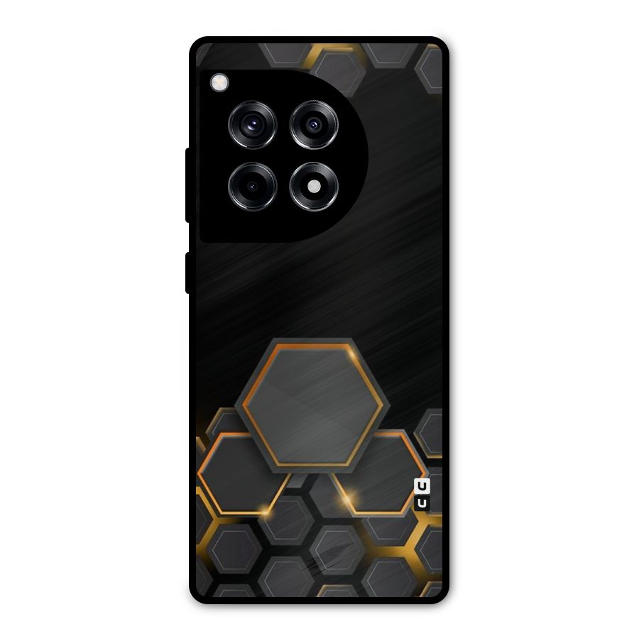 Black Gold Hexa Metal Back Case for OnePlus 12R
