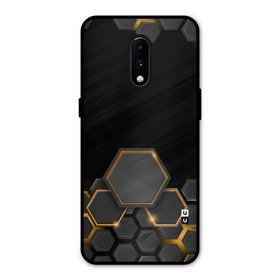 Black Gold Hexa Metal Back Case for OnePlus 7