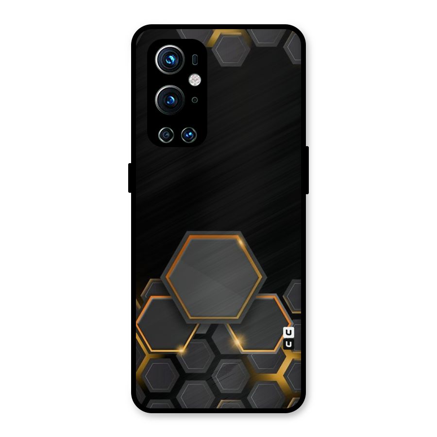 Black Gold Hexa Metal Back Case for OnePlus 9 Pro