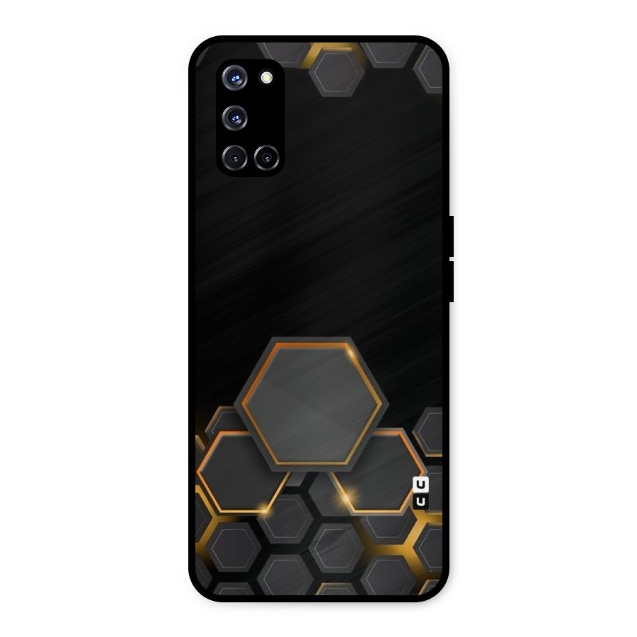 Black Gold Hexa Metal Back Case for Oppo A52