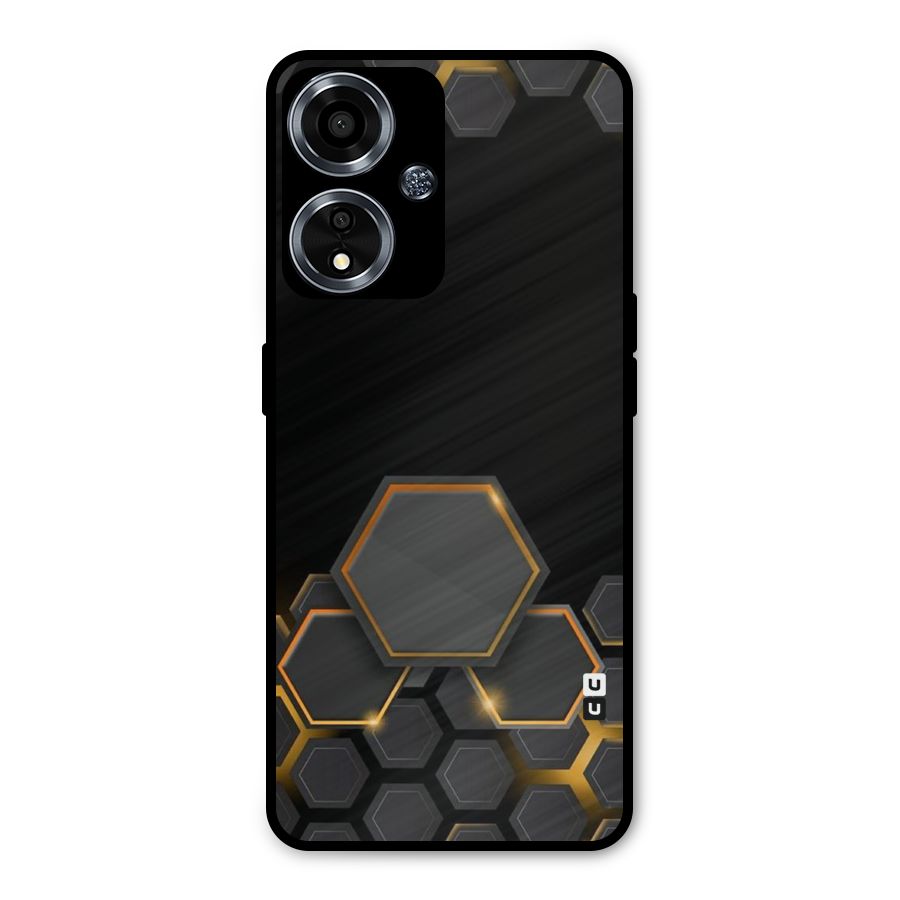 Black Gold Hexa Metal Back Case for Oppo A59