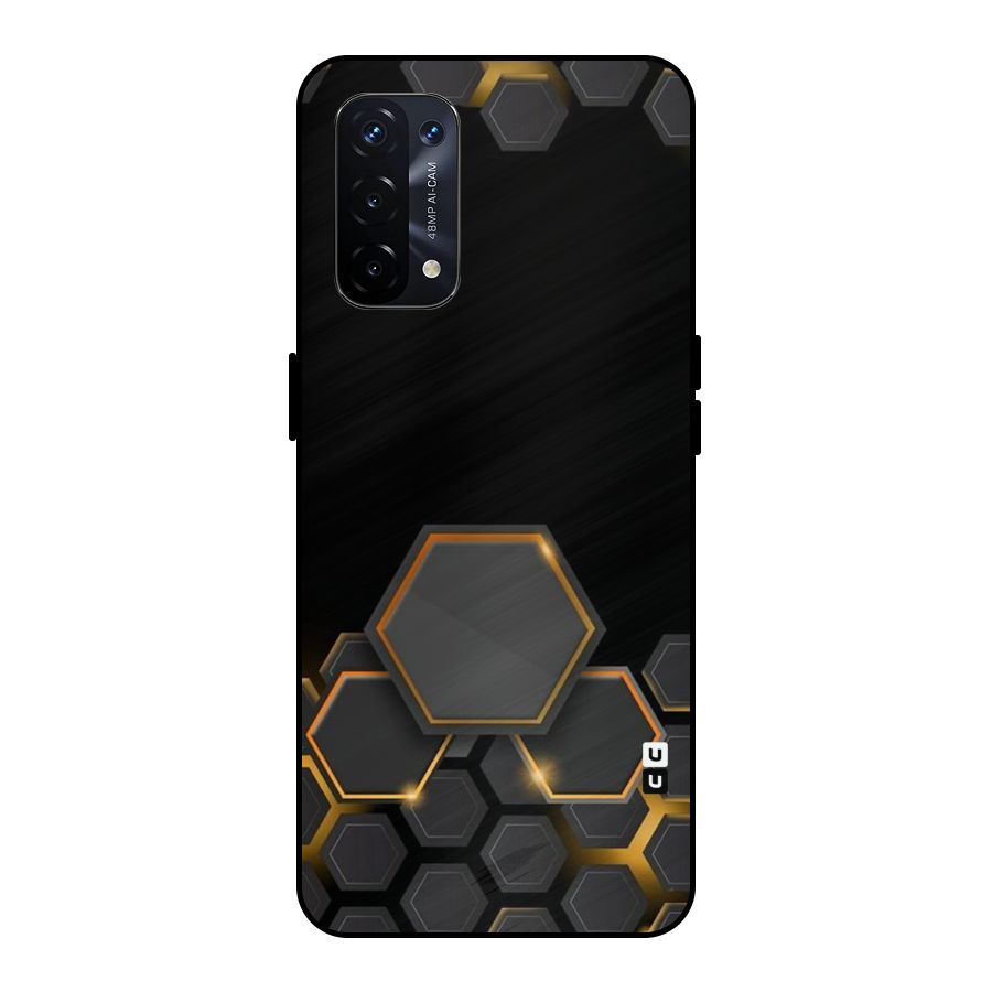 Black Gold Hexa Metal Back Case for Oppo A74 5G