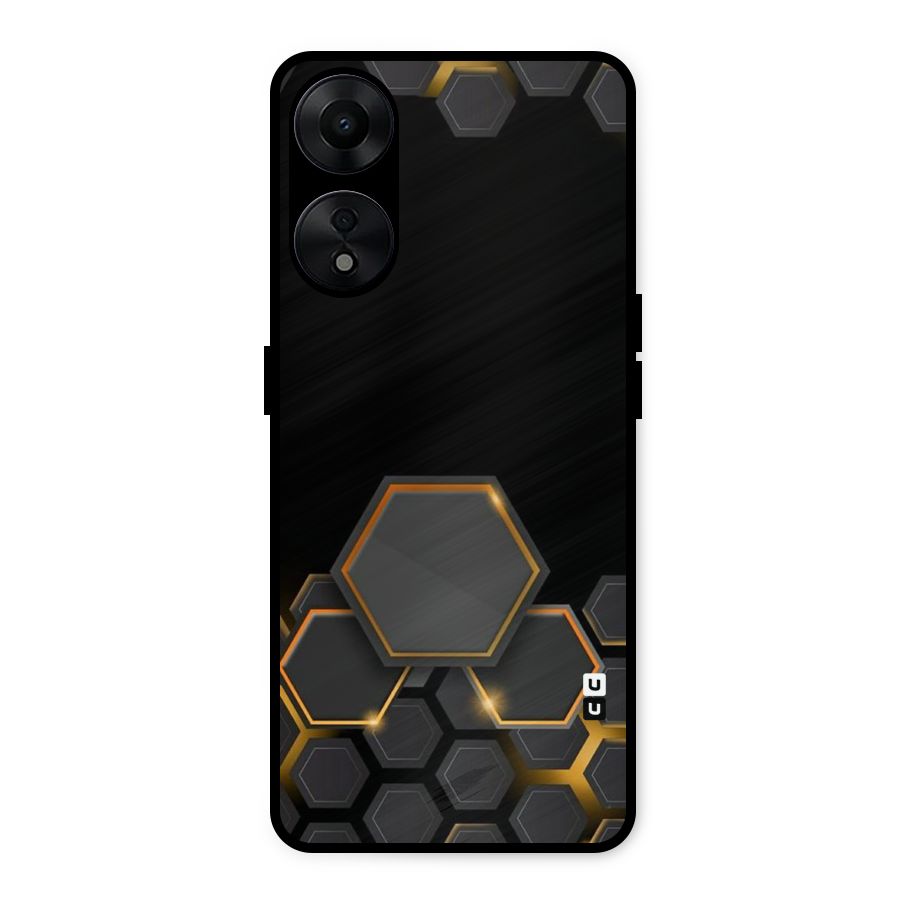 Black Gold Hexa Metal Back Case for Oppo A78 5G
