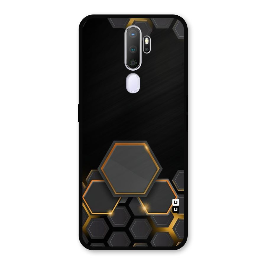 Black Gold Hexa Metal Back Case for Oppo A9 (2020)