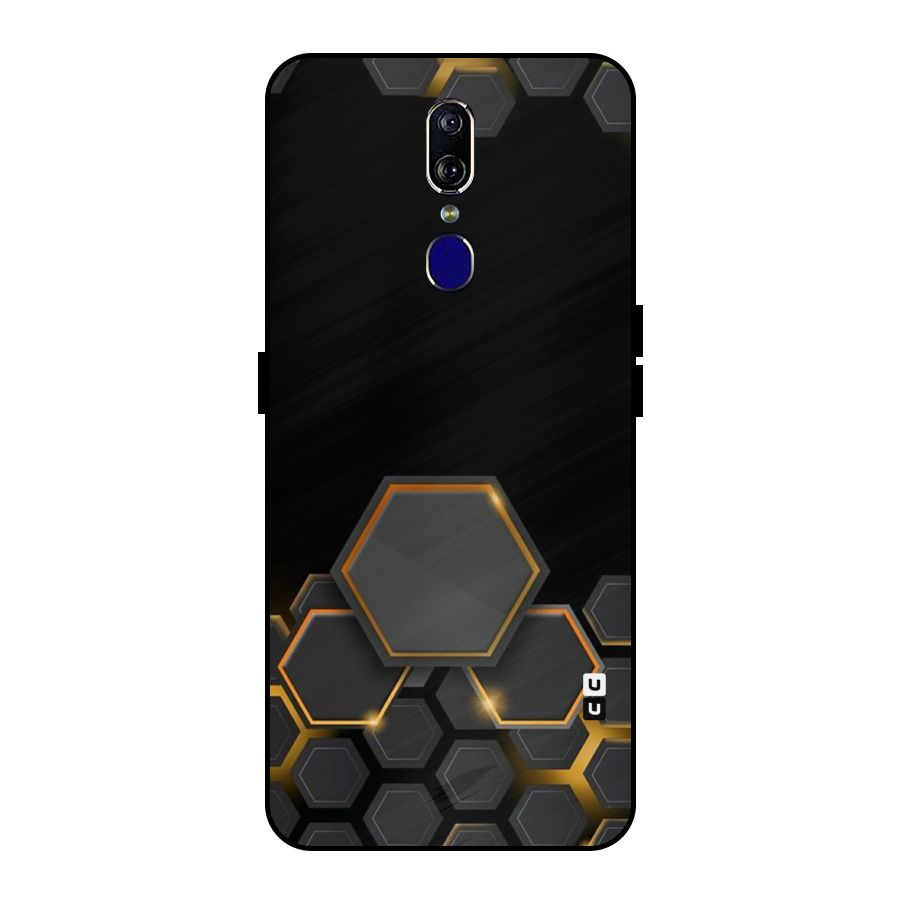 Black Gold Hexa Metal Back Case for Oppo F11