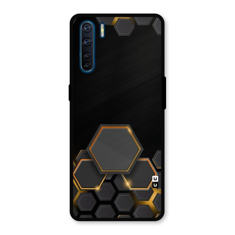 Black Gold Hexa Metal Back Case for Oppo F15