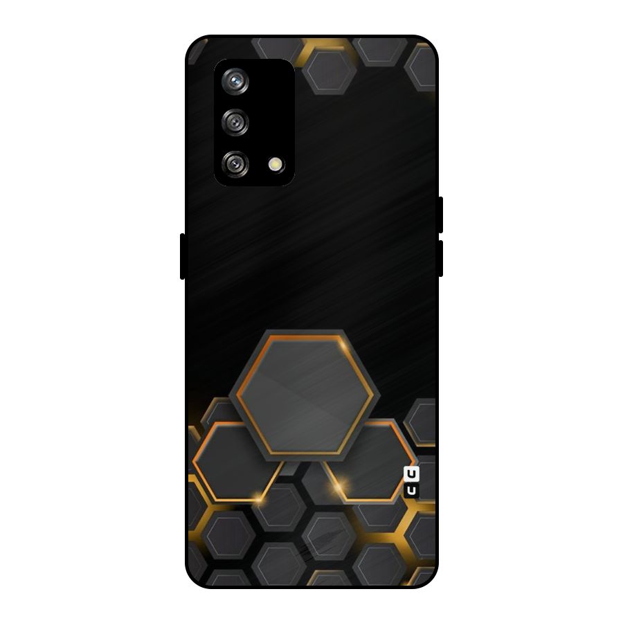 Black Gold Hexa Metal Back Case for Oppo F19