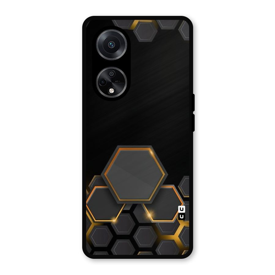 Black Gold Hexa Metal Back Case for Oppo F23