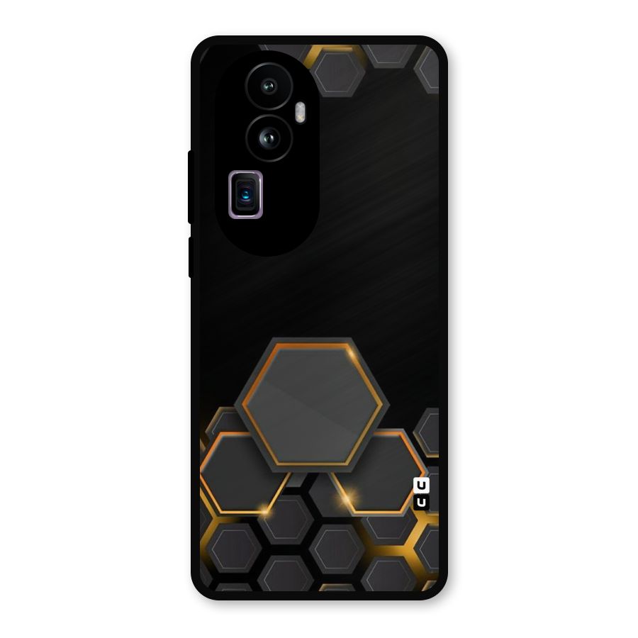 Black Gold Hexa Metal Back Case for Oppo Reno10 Pro Plus