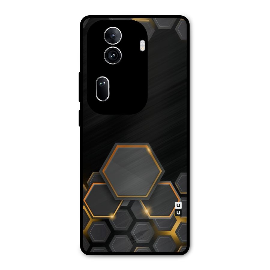 Black Gold Hexa Metal Back Case for Oppo Reno11 Pro 5G