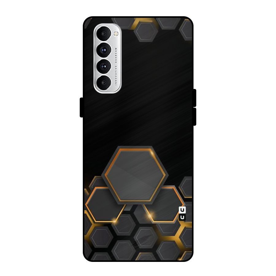Black Gold Hexa Metal Back Case for Oppo Reno4 Pro