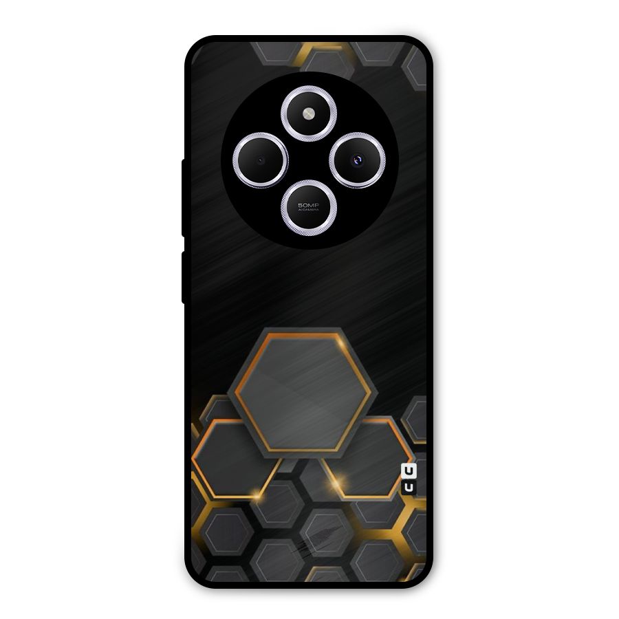 Black Gold Hexa Metal Back Case for Poco C75 5G