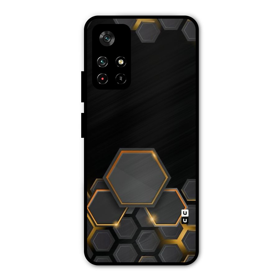 Black Gold Hexa Metal Back Case for Poco M4 Pro 5G