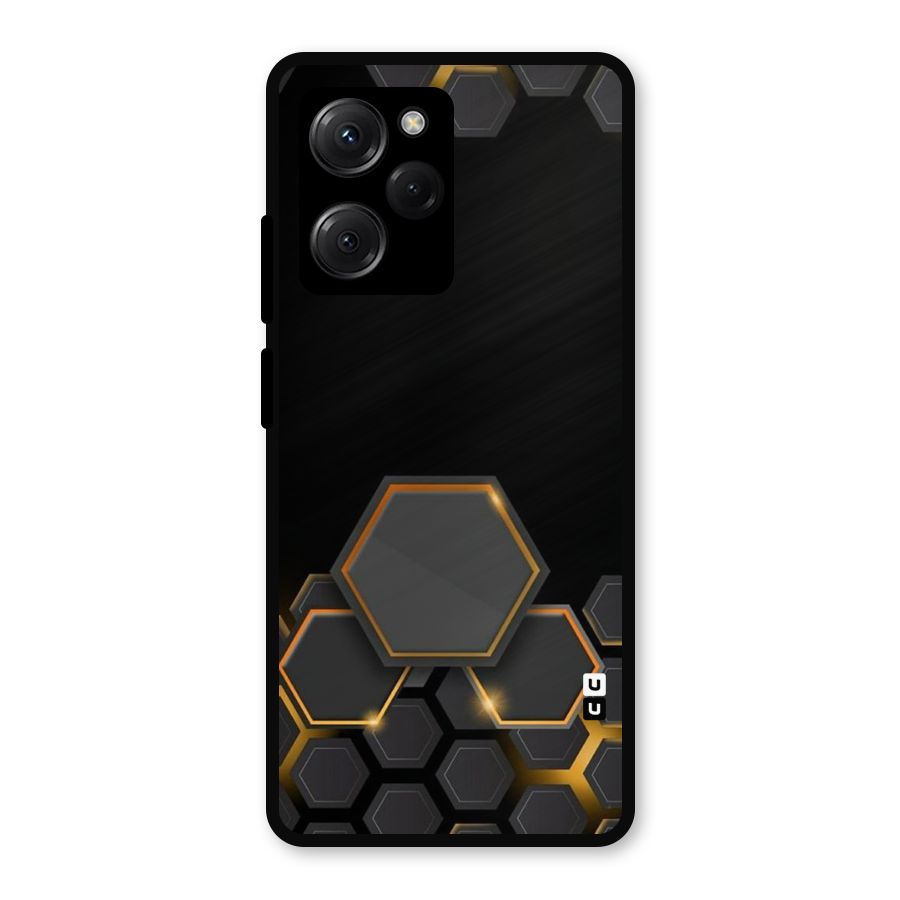 Black Gold Hexa Metal Back Case for Poco X5 Pro