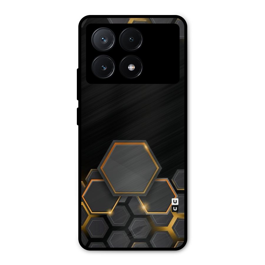 Black Gold Hexa Metal Back Case for Poco X6 Pro