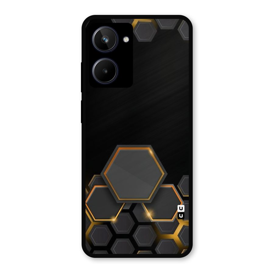 Black Gold Hexa Metal Back Case for Realme 10