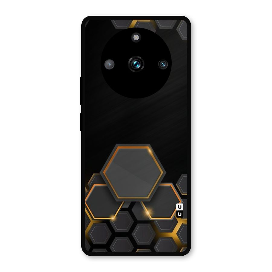 Black Gold Hexa Metal Back Case for Realme 11 Pro