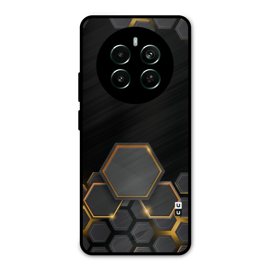 Black Gold Hexa Metal Back Case for Realme 12 Pro Plus
