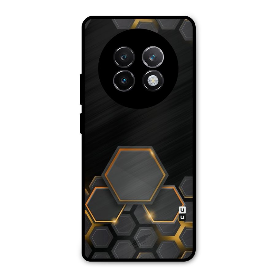 Black Gold Hexa Metal Back Case for Realme 13 Plus